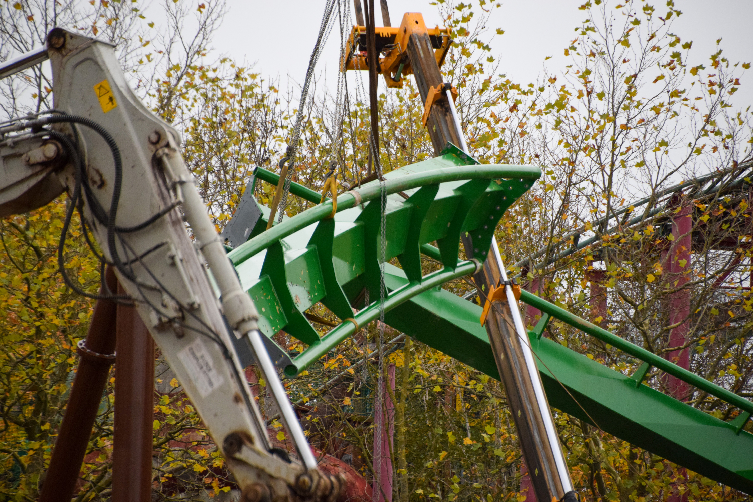 Sections Of Track For Jumanji Rollercoaster Installed