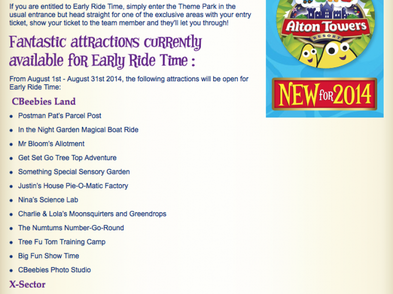 Towers Early Ride Time Changes