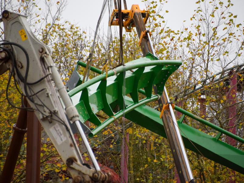 Sections Of Track For Jumanji Rollercoaster Installed