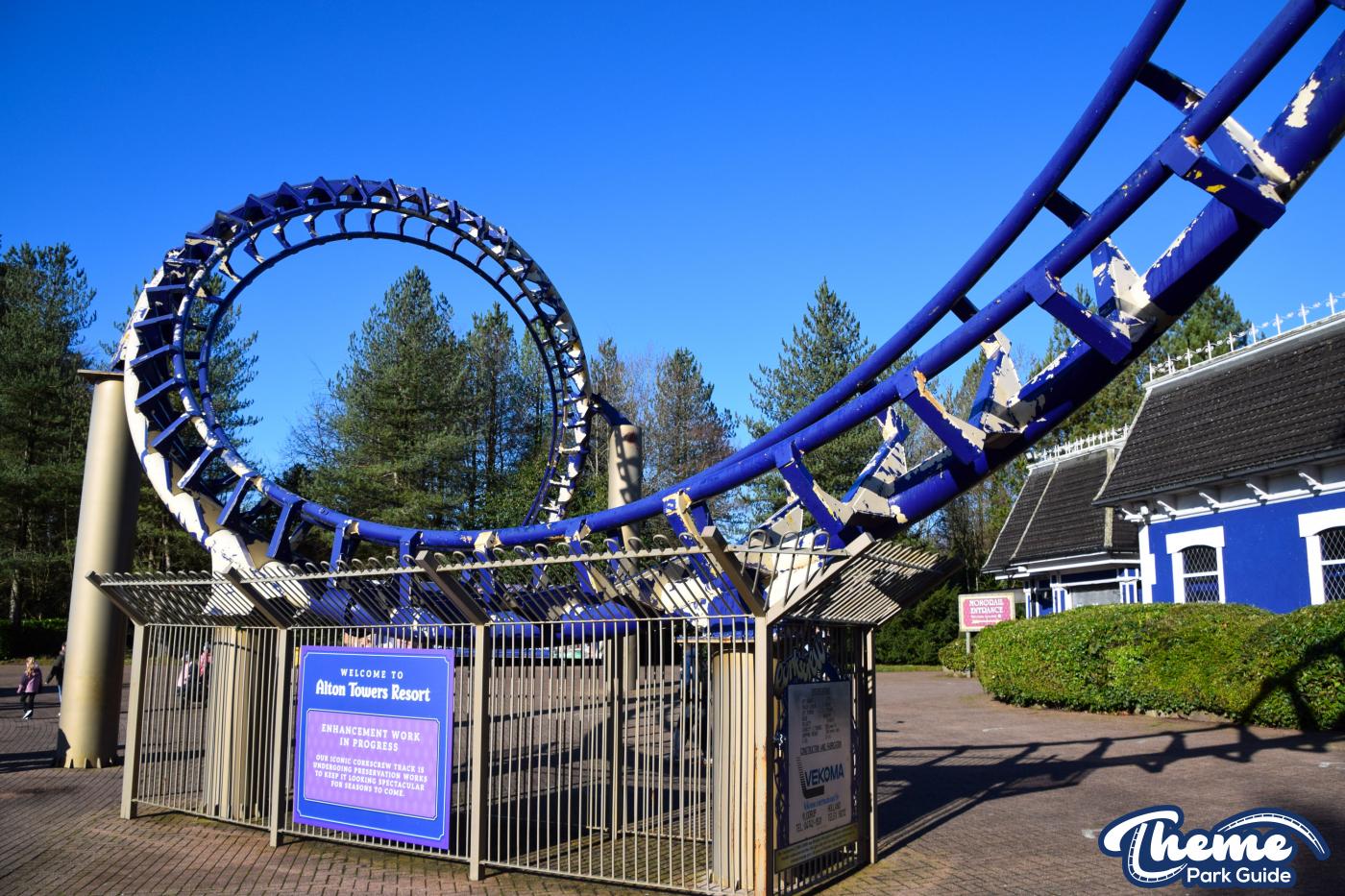 Alton Towers Begins Repainting Iconic Corkscrew at Park Entrance